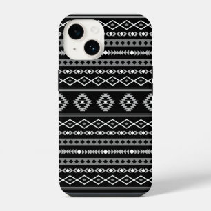 Aztec White Grey Black Mixed Motifs Pattern iPhone 14 Case