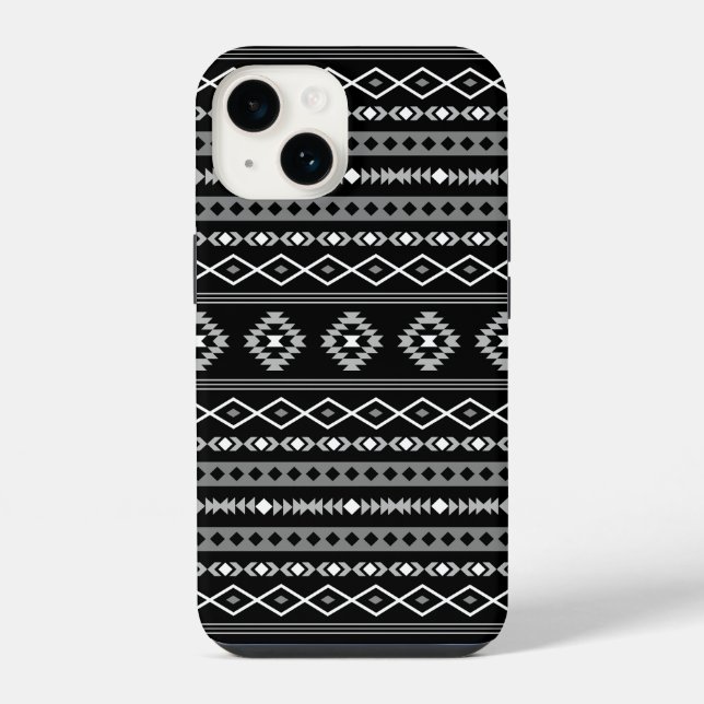 Aztec White Grey Black Mixed Motifs Pattern iPhone Case (Back)