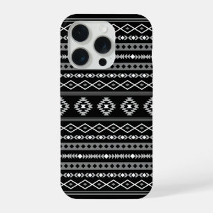 Aztec White Grey Black Mixed Motifs Pattern iPhone 15 Pro Case