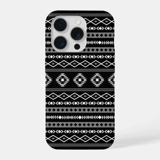 Aztec White Grey Black Mixed Motifs Pattern iPhone Case (Back)