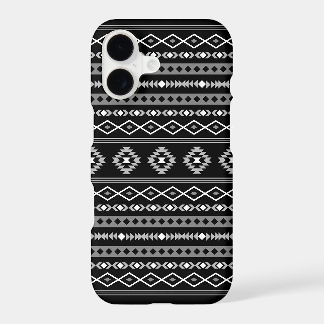 Aztec White Grey Black Mixed Motifs Pattern iPhone Case (Back)