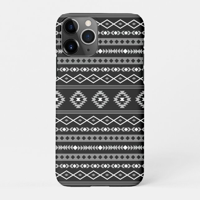 Aztec White Grey Black Mixed Motifs Pattern iPhone Case (Back)