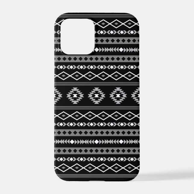 Aztec White Grey Black Mixed Motifs Pattern iPhone Case (Back)