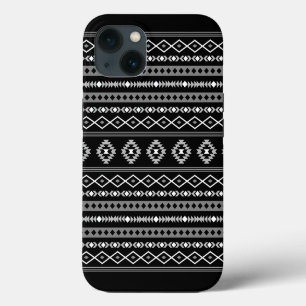 Aztec White Grey Black Mixed Motifs Pattern iPhone 13 Case