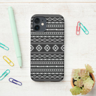 Aztec White Grey Black Mixed Motifs Pattern iPhone 12 Mini Case