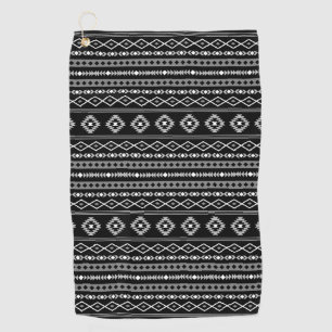Aztec White Grey Black Mixed Motifs Rpt Pattern Golf Towel