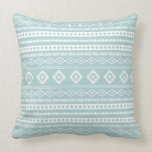 Aztec White on Light Teal Mixed Motifs Pattern Cushion<br><div class="desc">Aztec style mixed motifs pattern in white detail on a light teal colour background.</div>