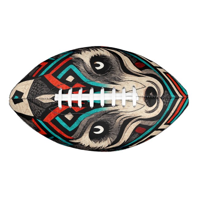 Aztec Wolf Face American Football (Front)