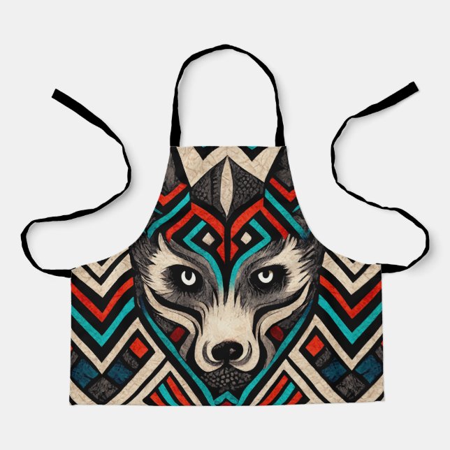 Aztec Wolf Face Apron (Front)