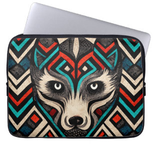 Aztec Wolf Face Laptop Sleeve