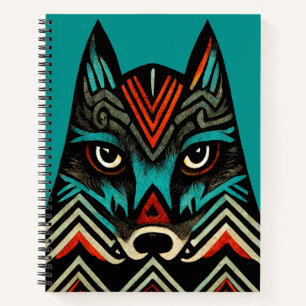 Aztec Wolf Face Notebook