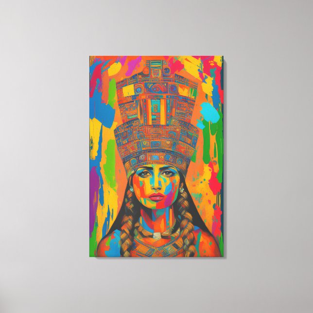 Aztec Woman Art Canvas Print (Front)