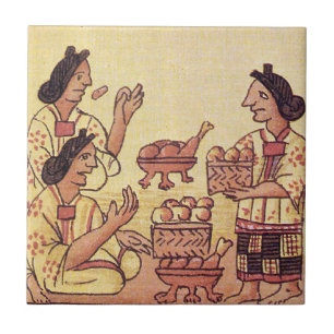 Aztec Women at a Banquet Tile