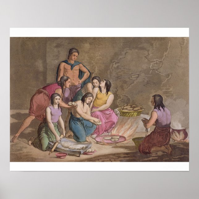 Aztec women making maize bread, Mexico, from 'Le C Poster (Front)