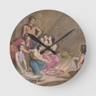 Aztec women making maize bread, Mexico, from 'Le C Round Clock