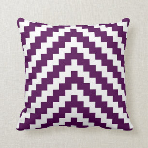 Aztec Zigzag in Purple Plum and White Cushion