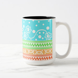 Aztec Zipper Tangle in Pastels Two-Tone Coffee Mug