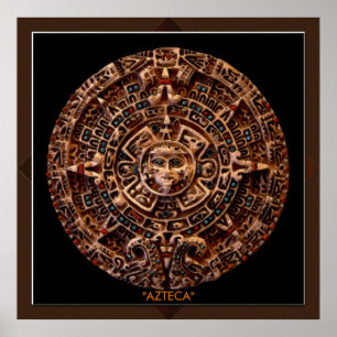 AZTECA ~ Mayan - Aztec Sun Calender Art Print