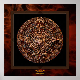 AZTECA ~ Mayan - Aztec Sun Calender Art Print LGE