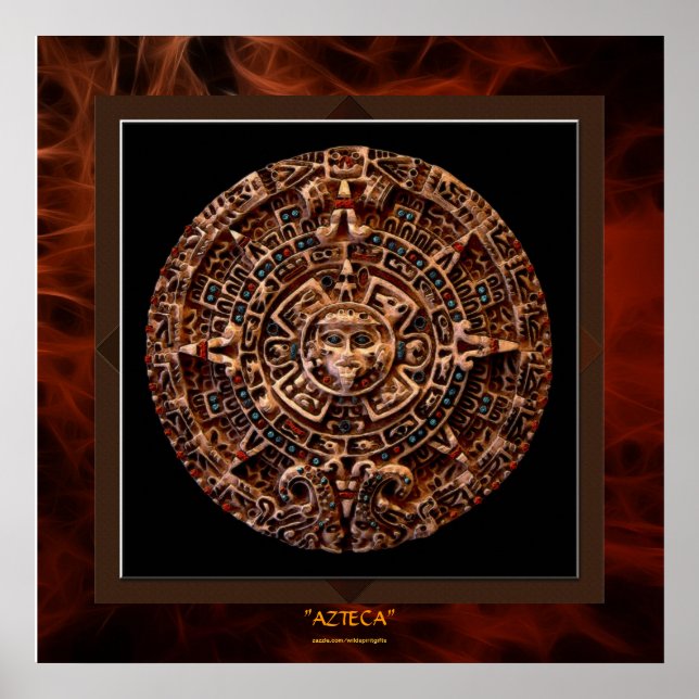 AZTECA ~ Mayan - Aztec Sun Calender Art Print LGE (Front)