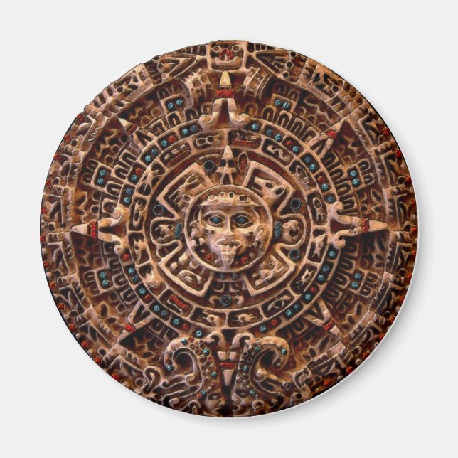"AZTECA" Mayan Sun Calendar Magnet (Front)