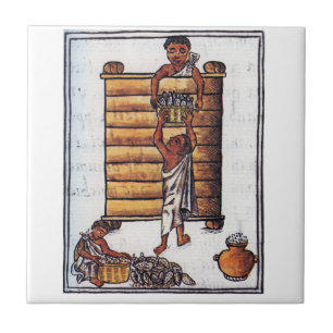 Aztecs Storing Maize Tile