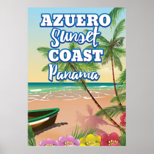 Azuero Sunset Coast Panama Beach travel poster