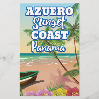 Azuero Sunset Coast Panama Beach travel poster Stationery