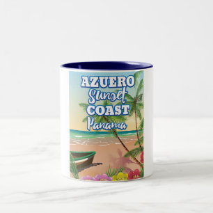 Azuero Sunset Coast Panama Beach travel poster Two-Tone Coffee Mug