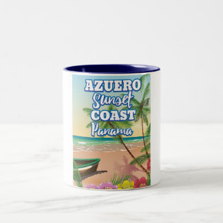 Azuero Sunset Coast Panama Beach travel poster Two-Tone Coffee Mug