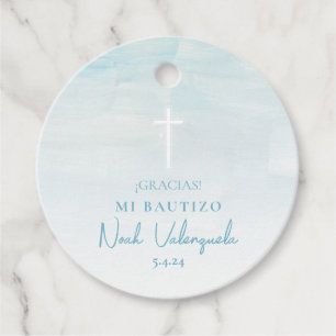 Azul Bautizo Etiqueta para Recuerdos Favour Tags