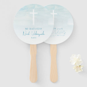 Azul Bautizo Recuerdo Abanico de Mano Hand Fans