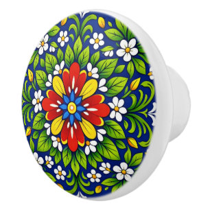 Azul Flor Clássica Ceramic Knob