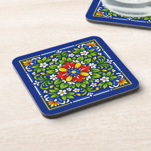 Azul Flor Grande— Mediterranean Azulejo Coaster