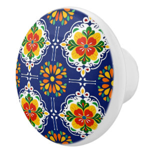 Azul Flor Mosaic Ceramic Knob