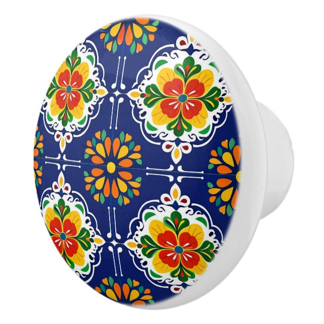 Azul Flor Mosaic  Ceramic Knob (Right)
