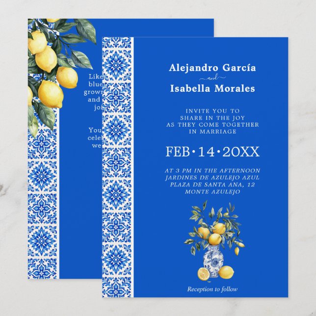  💙🍋Azul & Limone Romance [blue] Invitation (Front/Back)
