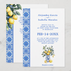  💙🍋Azul & Limone Romance   – Classic Invitation