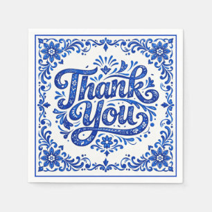 Azul & Limone Thank You Wedding Napkin