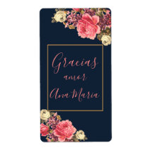 Azul marino Rosa "infundida de amor" personalizada