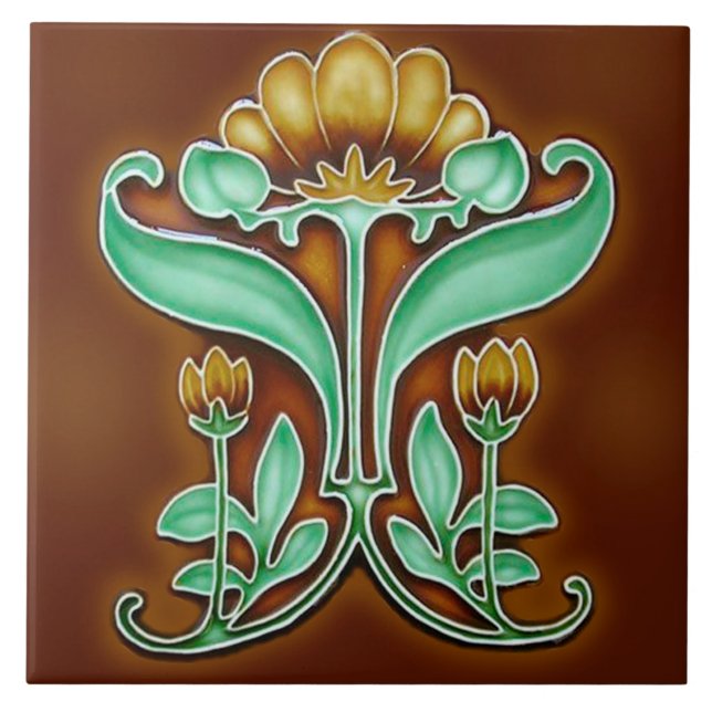 Azulejo Art nouveau ceramic tile (Front)