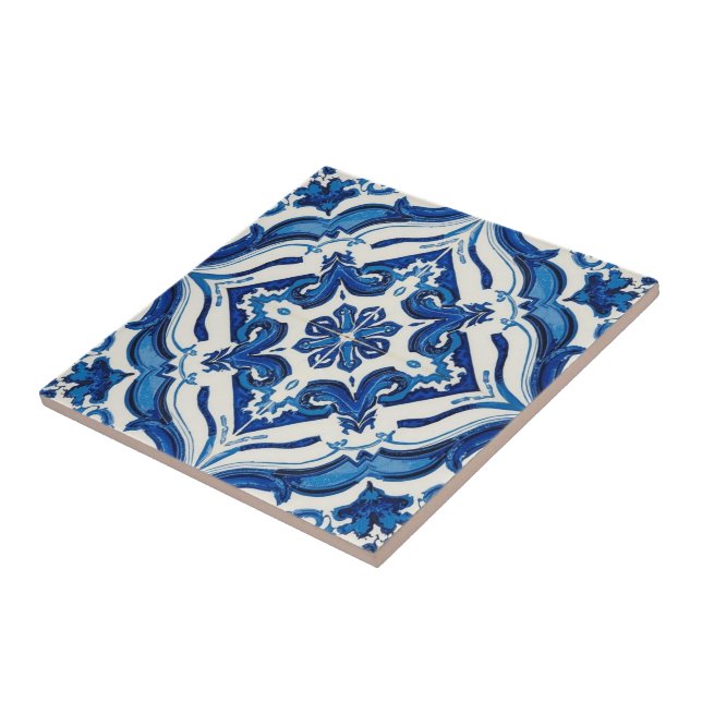 Azulejo blue and white mosaic vintage bulk tile (Side)
