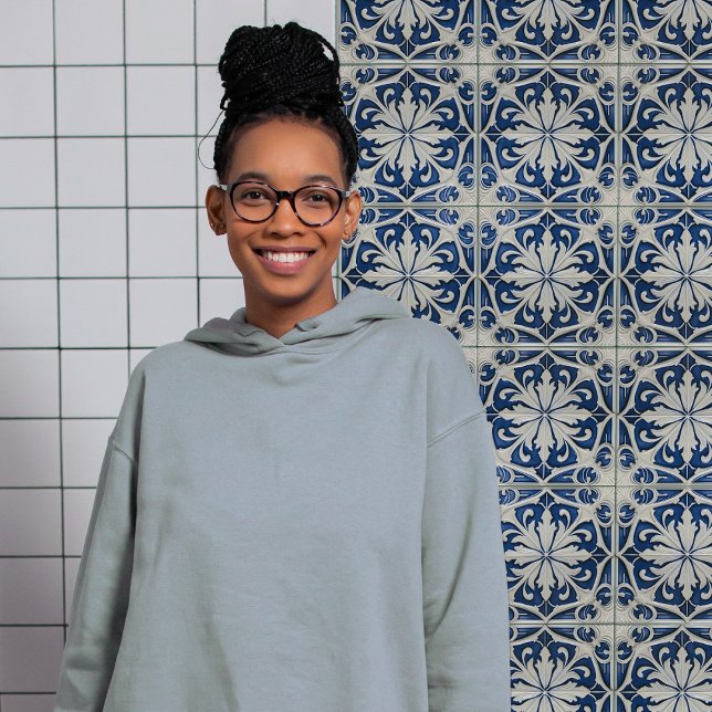 Azulejo Blue and White Symmetrical Floral Tile (Creator Uploaded)