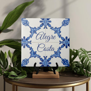 Azulejo Blue Custom House Name Plate Plaque Sign Tile