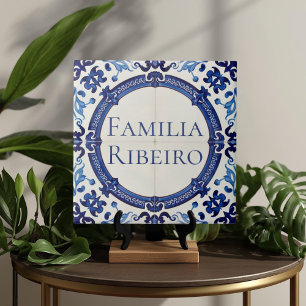 Azulejo Blue Custom House Name Plate Plaque Sign Tile