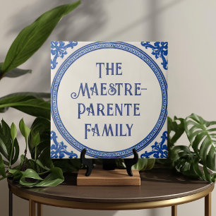 Azulejo Blue Custom House Name Plate Plaque Sign Tile
