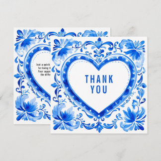 💙Azulejo Heart Thank‑You Tile Thank You Card