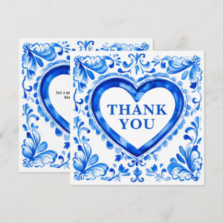 💙Azulejo Heart Thank‑You Tile Thank You Card