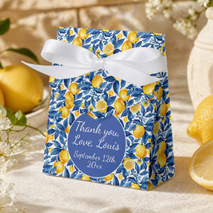 Azulejo Lemons Blue Leaves Baby Shower Favour Box