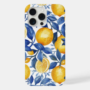 Azulejo Lemons Blue Leaves  iPhone 15 Pro Max Case